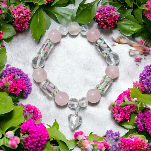 Rose and Clear Quartz Floral